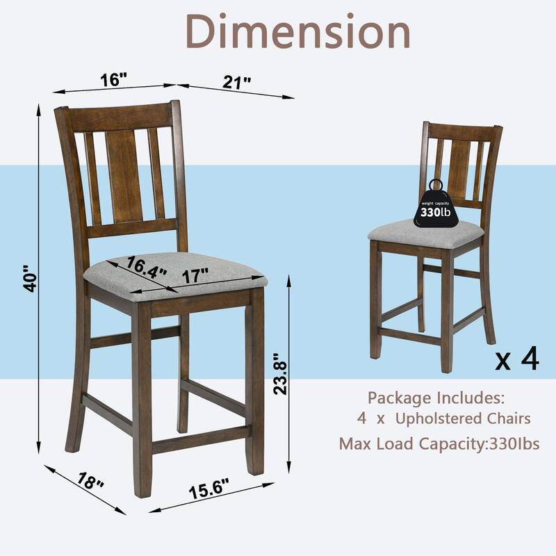 Dining Room Furniture Counter Height Chairs Set of 4, Kitchen Chair with Padded Seat, Upholstered Side Chair for Dining Room