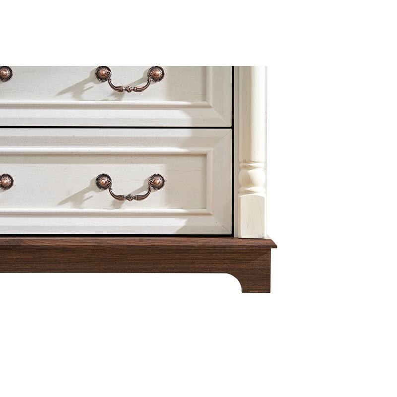 7 Drawer Dresser Chest for Bedroom with Wooden Base and Riser Trim