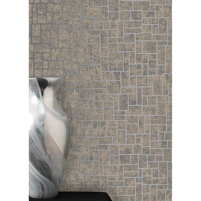 Decorline Etude Charcoal Geometric Wallpaper - 20.5in x 396in x 0.025in