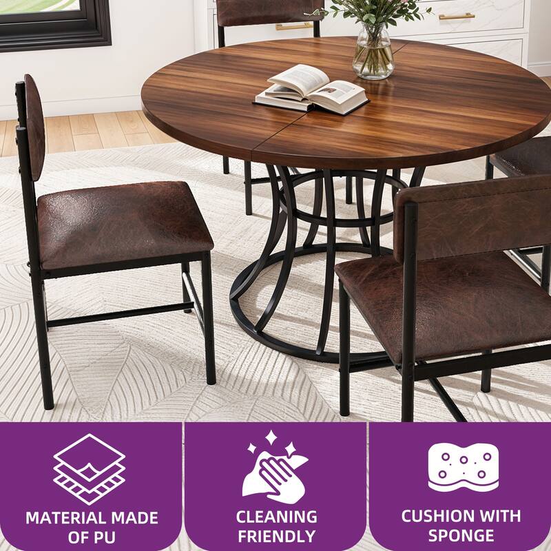 Moasis Modern Faux Leather Upholstered Dining Chairs Set of 4