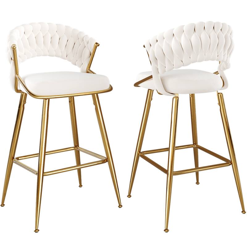 25.2" Modern Velvet Counter Stool with Gold Accents, Ergonomic Design & Plush Seat for Kitchen Island & Bar