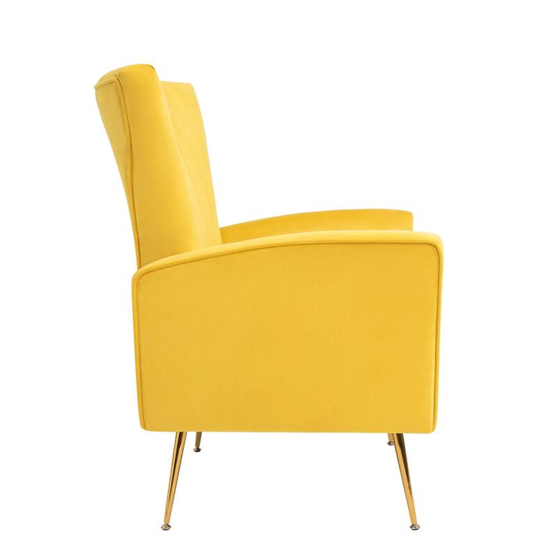 Velvet Accent Chair, Wingback Arm Chair with Gold Legs, Upholstered Single Sofa