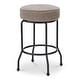 preview thumbnail 2 of 8, NADAAL STUDIOS Loric Swivel Counter Stool, Round Upholstered Seat with Piping Detail, Light Brown