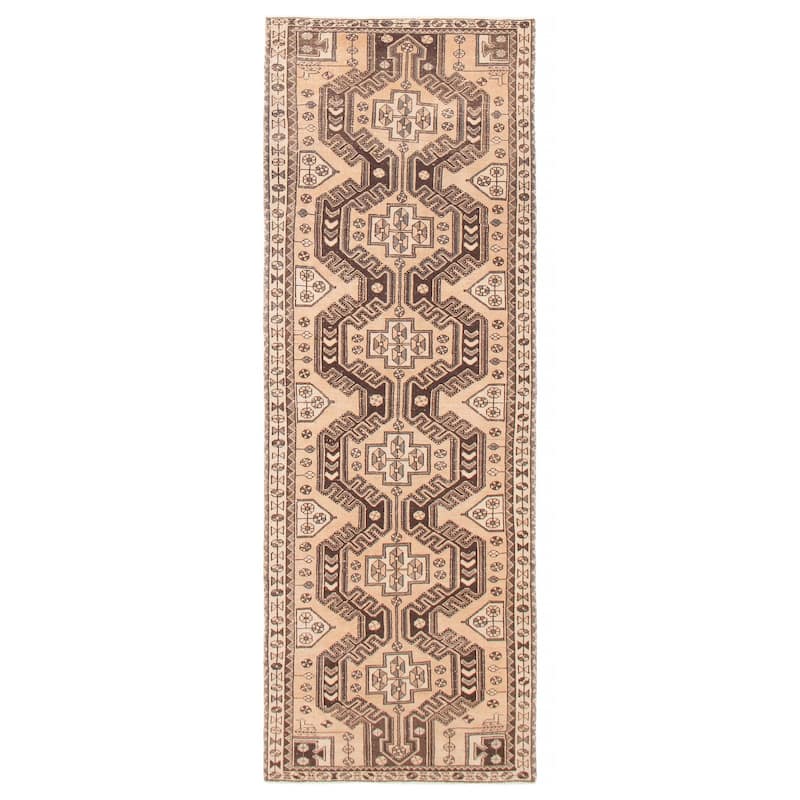 ECARPETGALLERY Hand-knotted Antalya Vintage Beige Wool Rug - 3'5 x 9'8 - Beige - 3'5 x 9'8