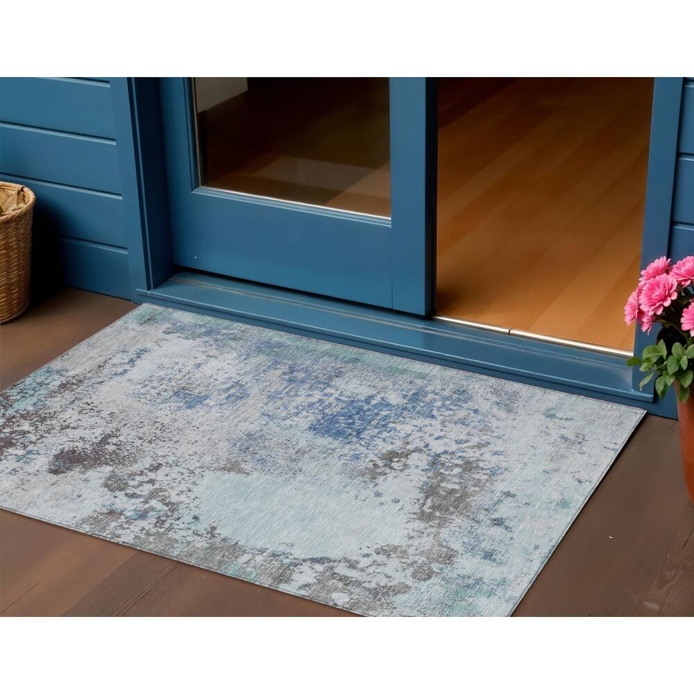 HomeRoots Abstract Transitional Rectangle Outdoor Rug