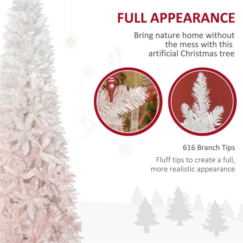 Small Indoor White-Pink Christmas Tree with Flame Retardant Branches and Sturdy Stand - Multi