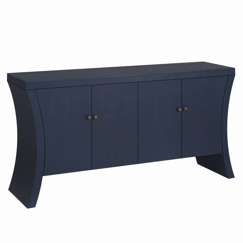 Retro 4-Door Wooden Credenza Cabinets with Solid Legs for Versatile Storage