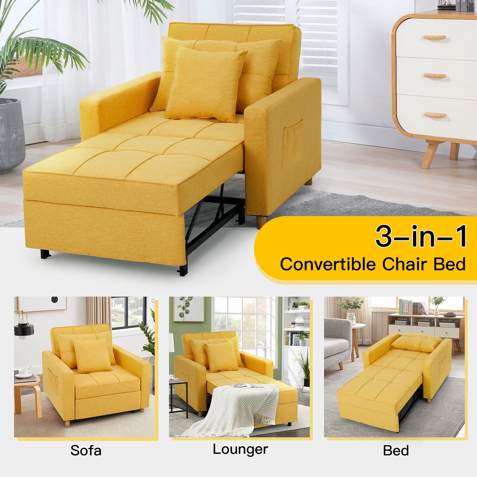 Convertible shop sleeper chair