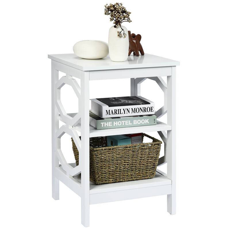 Costway 3-tier Nightstand Sofa Side End Accent Table Storage Display