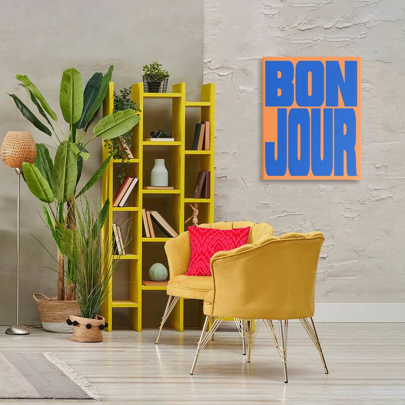 Stupell Bonjour Blue & Orange Canvas Wall Art Design By House of Lulu