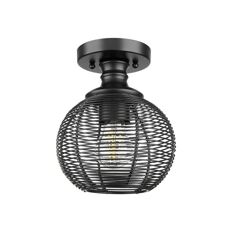 Golden Lighting 6802-SF Calypso 8" Wide Semi-flush Globe Ceiling - Matte Black