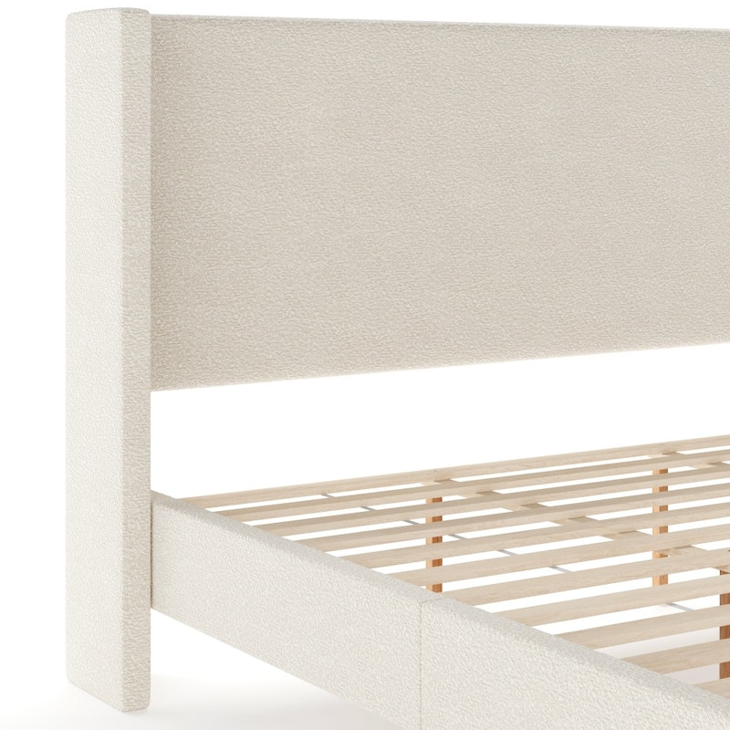 Martha Stewart Upholstered Platform Bed with Wingback Headboard