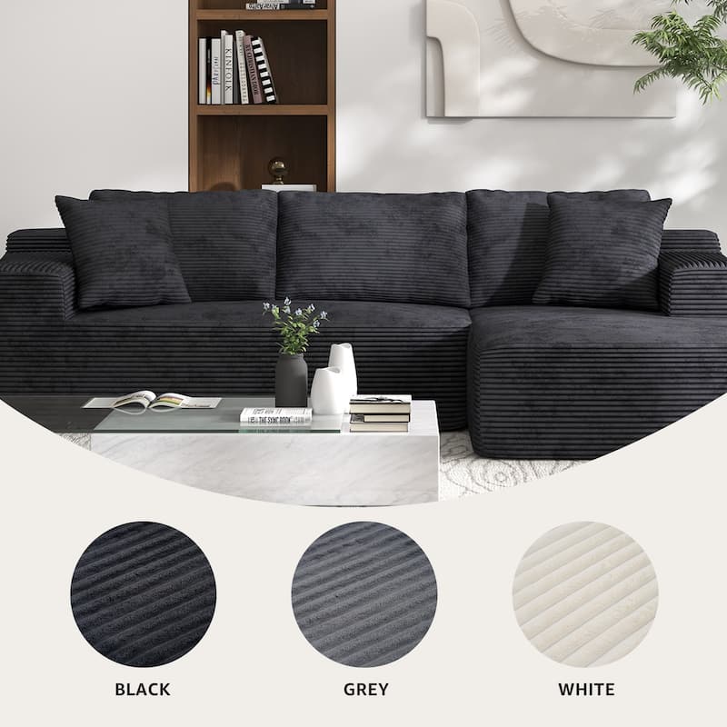 Corduroy L-Shaped Sofa Modular Movable Applicable Living Room Furniture Sets