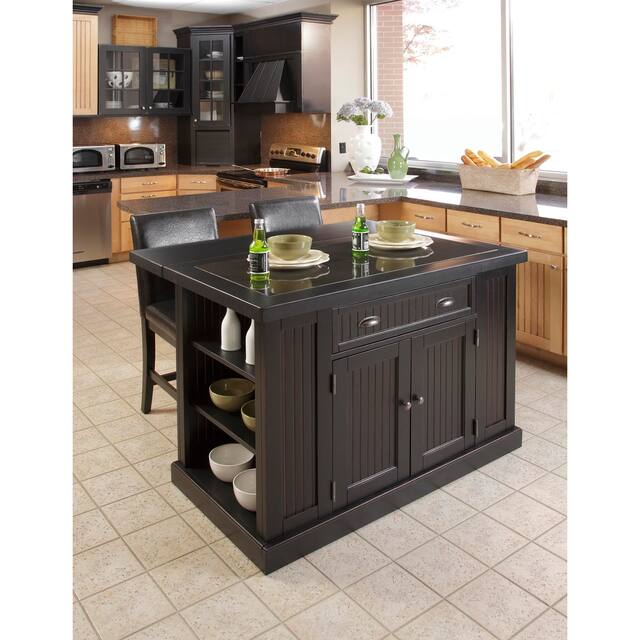 The Gray Barn Firebranch Distressed Black 3piece Kitchen Island Set