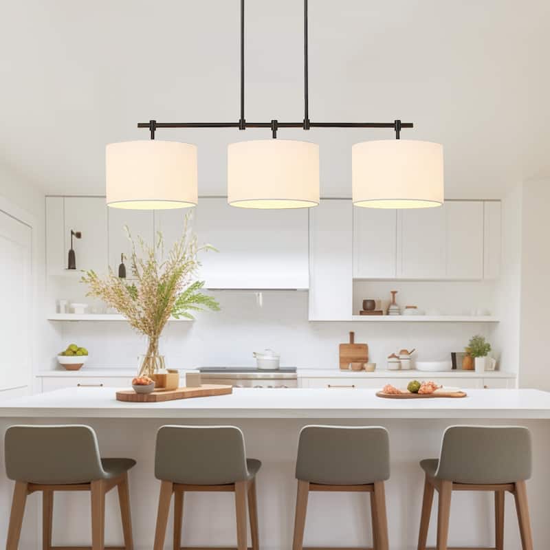 Sedgy 3-Light Black Kitchen Island Chandelier Pendant - 41'' W