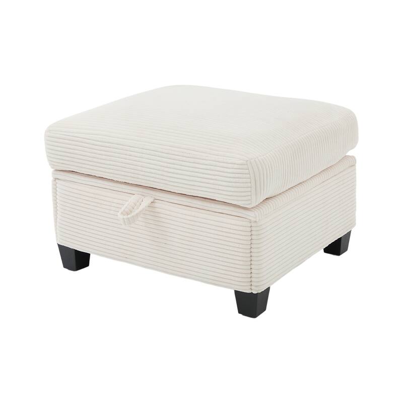 HOMEFUN Corduroy Upholstered L-Shaped 4-seater Storage Multifunctional Sectional Sofa with Storage Ottoman,Cup Holder and USB