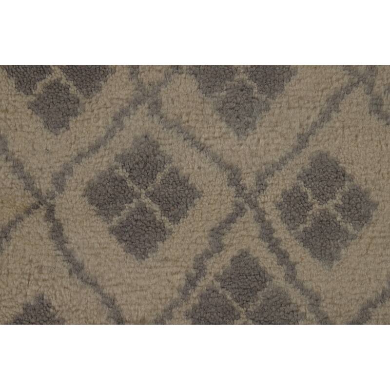 All-Over Trellis Moroccan Oriental Area Rug Hand-Knotted Wool Carpet - 5'0" x 8'1"