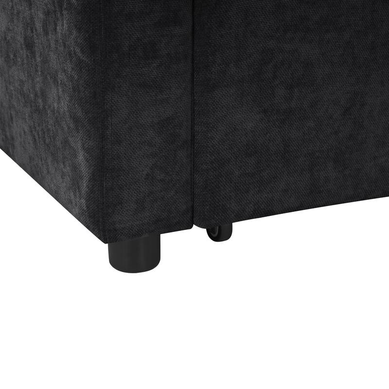 L-Shaped Sectional Sofa Bed, Chenille Upholstered Sleeper Sofa with Hidden Storage Compartment, 4 Seater Corner Sectional Sofa