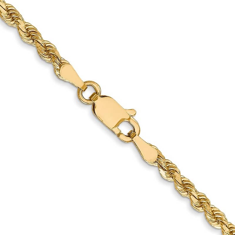 Curata 14k Yellow Gold Lobster Claw Closure Valu plus 3.0mm Sparkle Cut Chain Bracelet 7 Inch