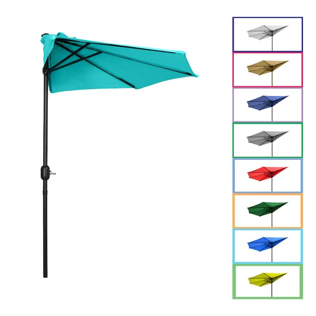 9' Sutton Half Round All-Weather Crank Patio Umbrella
