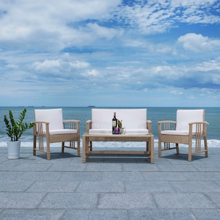 SAFAVIEH Outdoor Reslor 4-Piece Wicker Living Set - 43"W x 26"D x 31"H