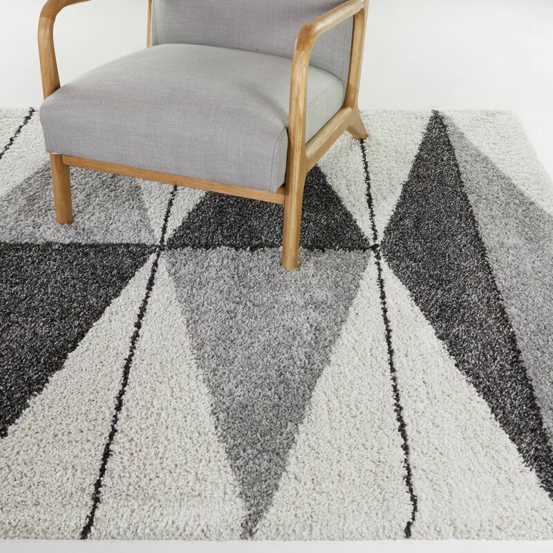 Balta Levine Modern Geometric Shag Area Rug - 5'3" x 7' - Grey