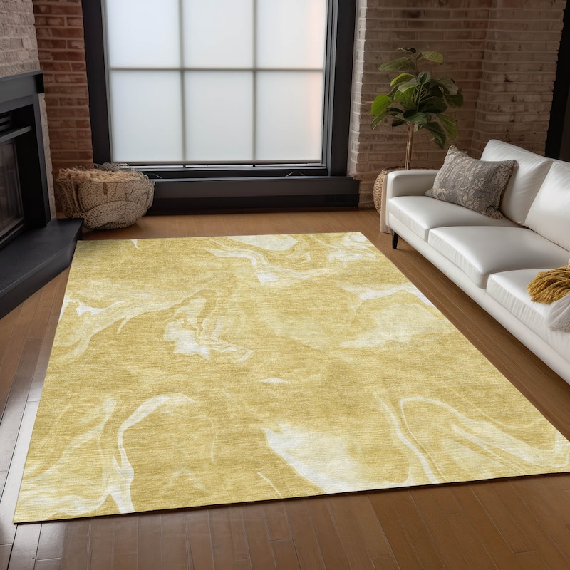 Machine Washable Indoor/ Outdoor Chantille Abstract Motion Rug
