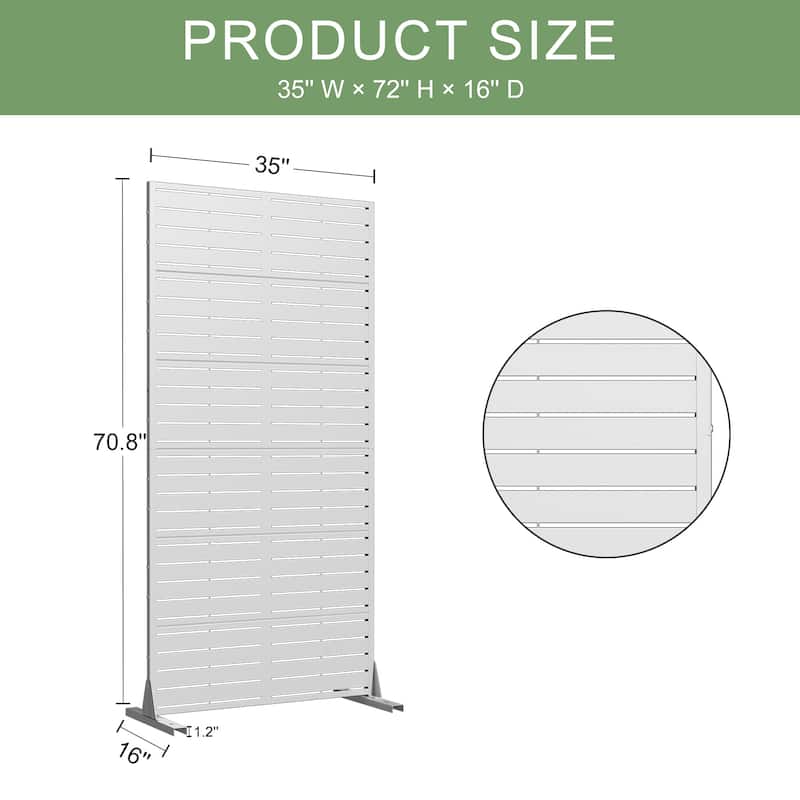 72in Dovelina Outdoor Freestanding Metal Privacy Screen Decorative Garden Fence