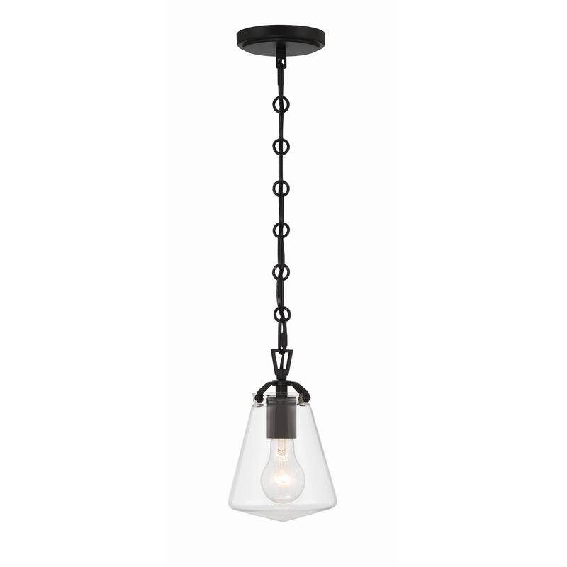 Voss 1 Light Matte Black Mini Pendant - 5.75"W x 9"H x 5.75"D