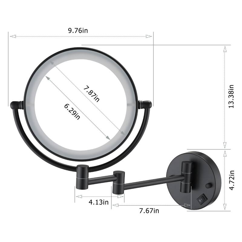 8 Inch LED Wall Mount Two-Sided Makeup Vanity Mirror,Requires Hardwiring