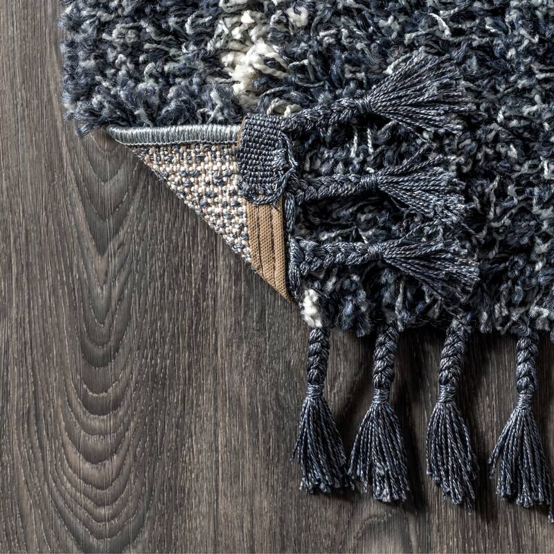 JONATHAN Y Modern Shag Plush Tassel Moroccan Geometric Trellis Area Rug