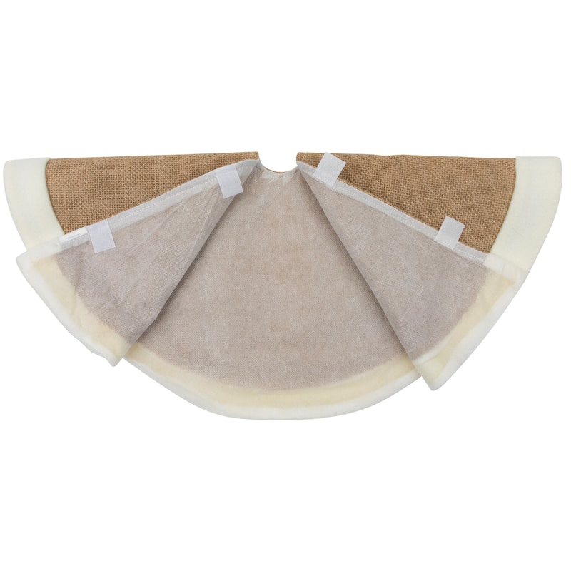 Burlap Mini Christmas Tree Skirt with Fleece Border - 20"