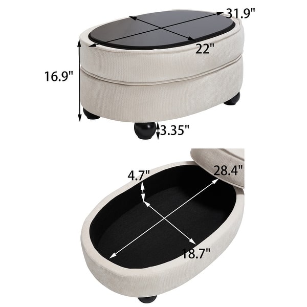 dimension image slide 7 of 11, 40.2" Modern Chenille Accent Chair,Comfy Reading Chair with Storage Ottoman