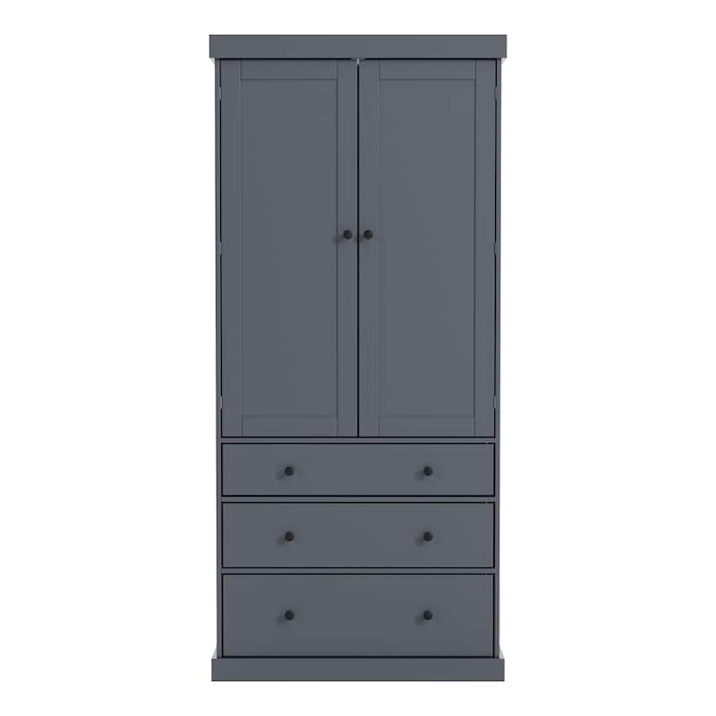 Freestanding Tall Cupboard Storage Cabinet w/ 8 Door Shelves, 3 Drawer