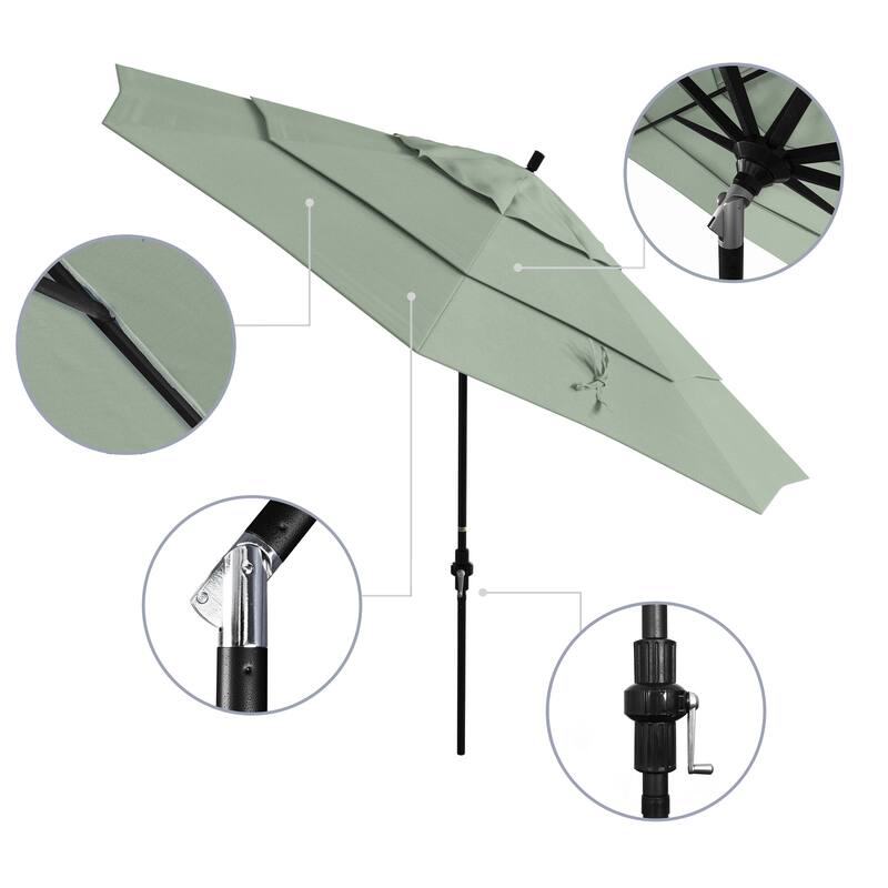 California Umbrella 11-Foot Round Aluminum, Crank Open Collar Tilt Patio Umbrella, Sunbrella Fabric