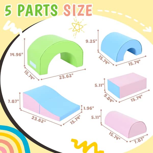 dimension image slide 0 of 3, 5 Piece Kids Climbing Toys for Toddlers, Foam Climbing Blocks