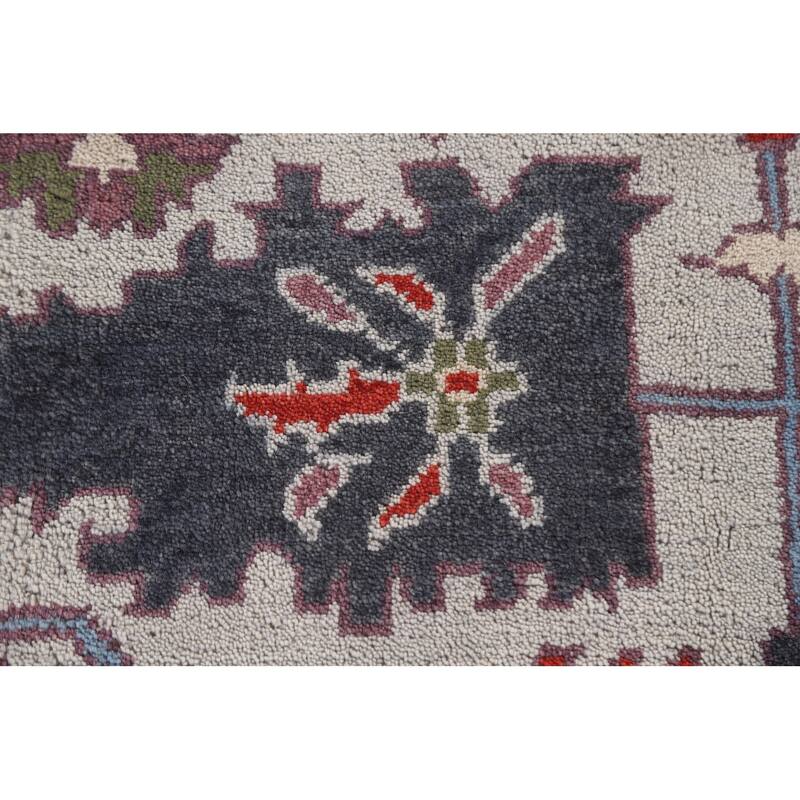 All-Over Ivory Oushak Oriental Area Rug Handmade Wool Carpet - 9'0"x 11'11"