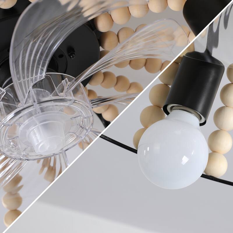 Wood Beaded Chandelier Farmhouse Beaded Fan lamp