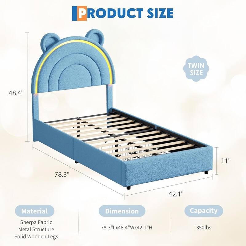 Velvet Upholstered Platform Bed Frame, with 2 Storage Drawers