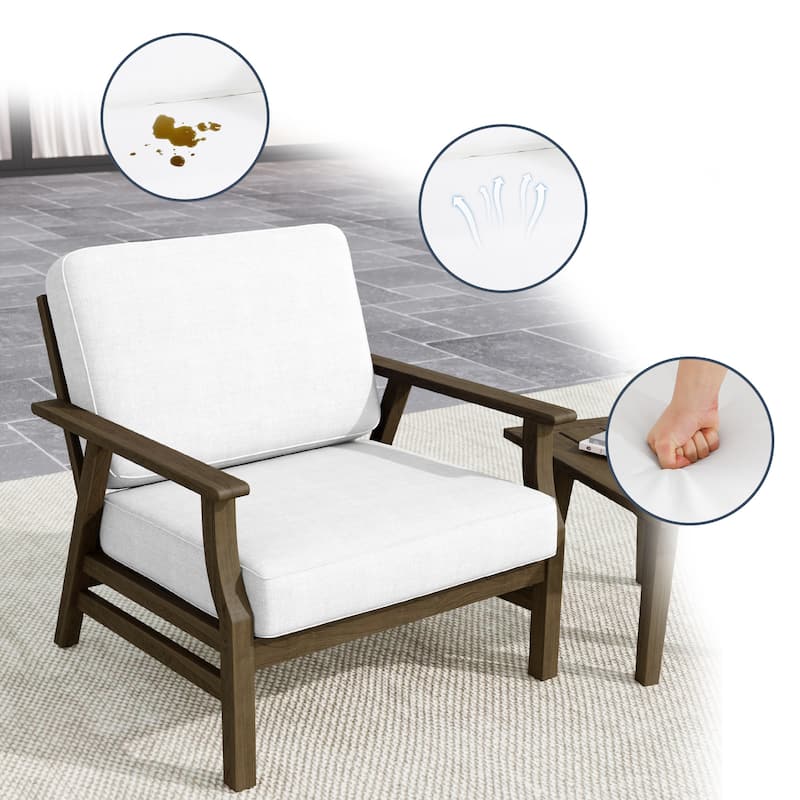 2 Set Outdoor Club Chairs with Cushions Acacia Wood Patio Chairs