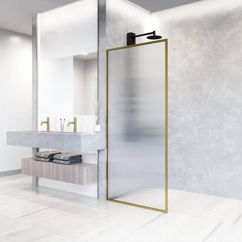 VIGO Meridian 34" W x 74" H Framed Fixed Shower Screen