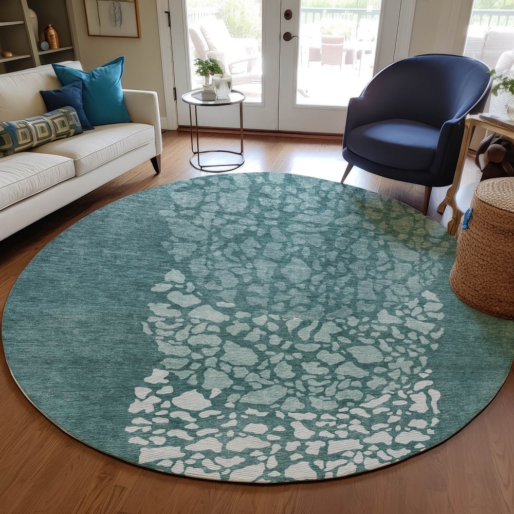 Machine Washable Indoor/ Outdoor Chantille Modern Mosaic Rug