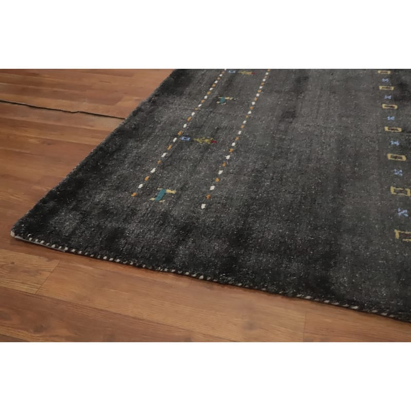 Hand Knotted Oriental 100% Wool Carpet Tribal Animal Pictorial Greys & Charcoal Gabbeh Area Rug - 8' 0'' X 8' 4''