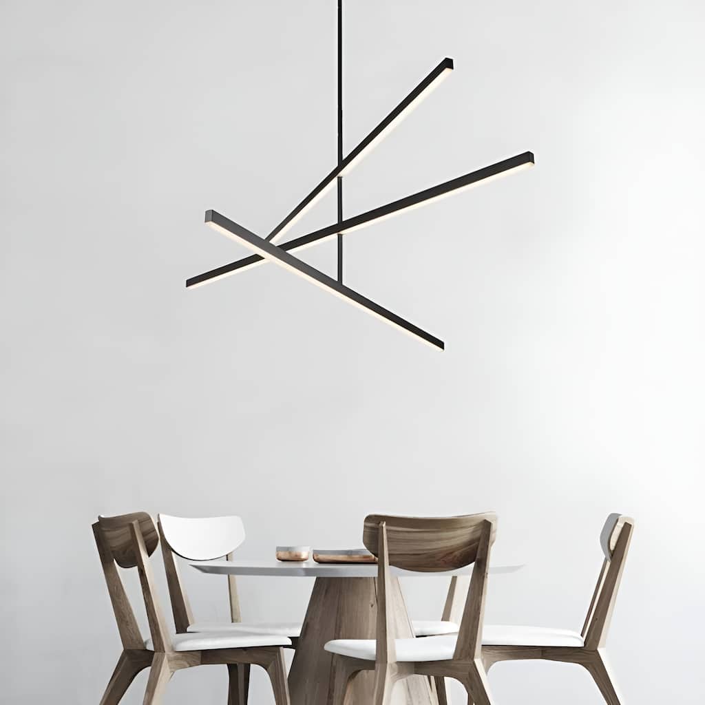 Modern Black LED Pendant Lamp Tiers Layer Adjustable Chandelier