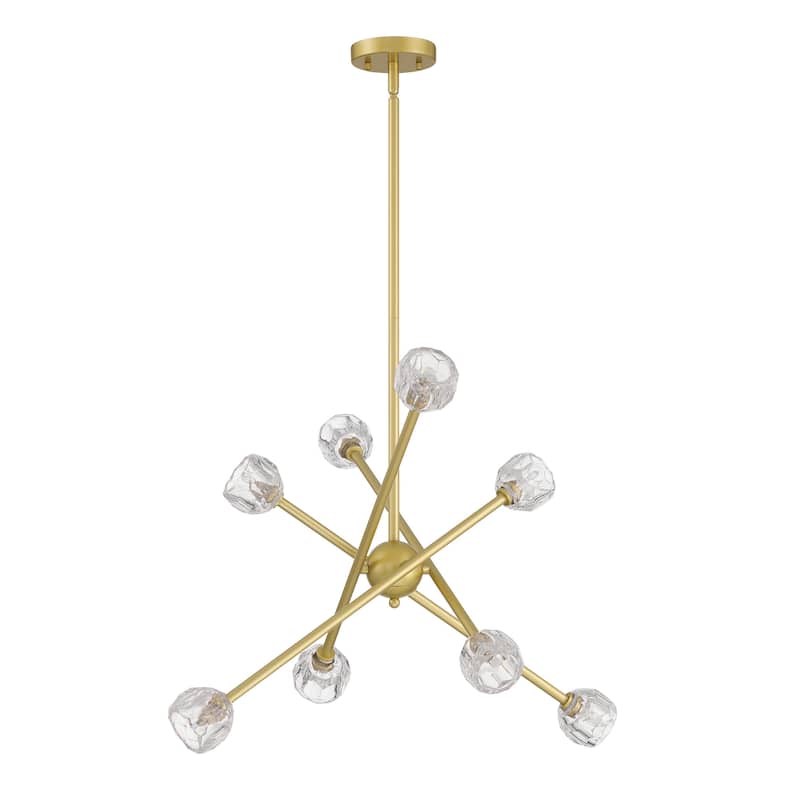Acroma 8-light Modern Transitional Sputnik Gold Chandelier with Art Glass - 25.25 inches