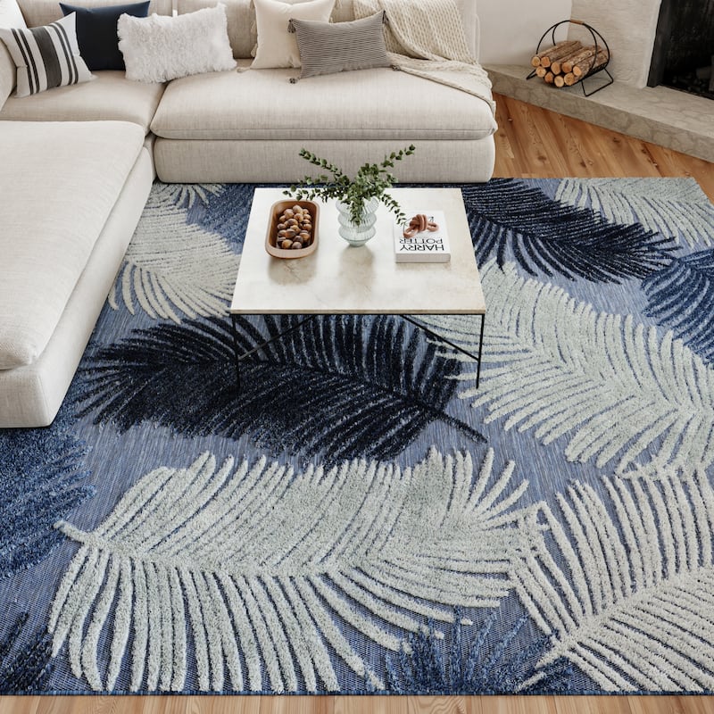 Nourison Suncoast Indoor/Outdoor Nature Area Rug. - 7'10"x9'10" - Denim