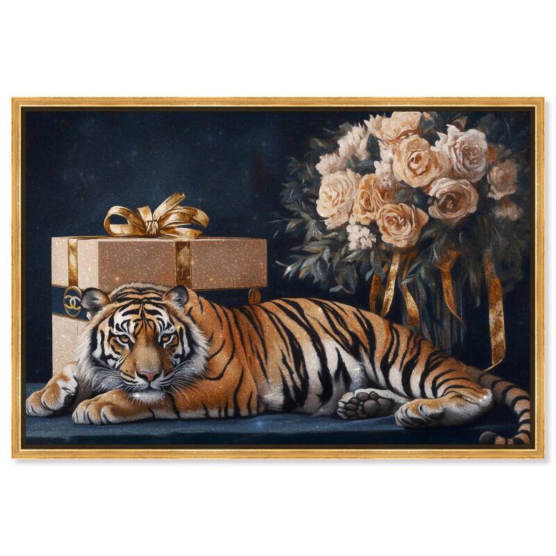 Tiger Glam Gift Boxes Canvas by Art Remedy - Gold - 30" x 20"
