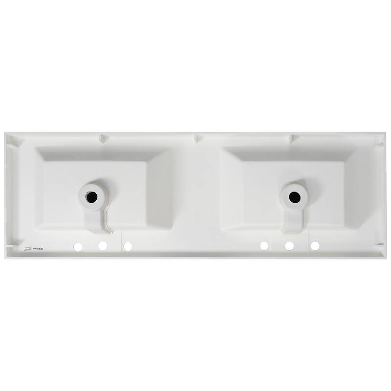 Roomfitters 60" Resin Bathroom Vanity Top with Double Rectangular Undermount Sinks, 8-Inch Widespread 3-Hole Drill, Bright White