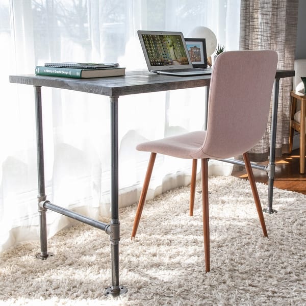 PIPE DECOR Solid Reclaimed Wood Desk with Authentic Industrial Pipe