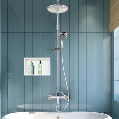 13"x9" Stainless Steel 18 Gauge White Cream Rectangular Recessed Shower Niche